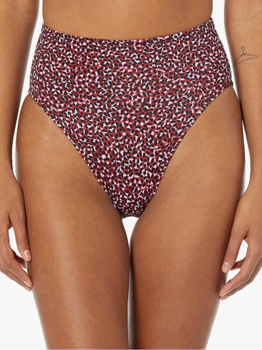 Amazon Essentials High-Rise Leopard Print Bikini Bottoms - Red & Black
